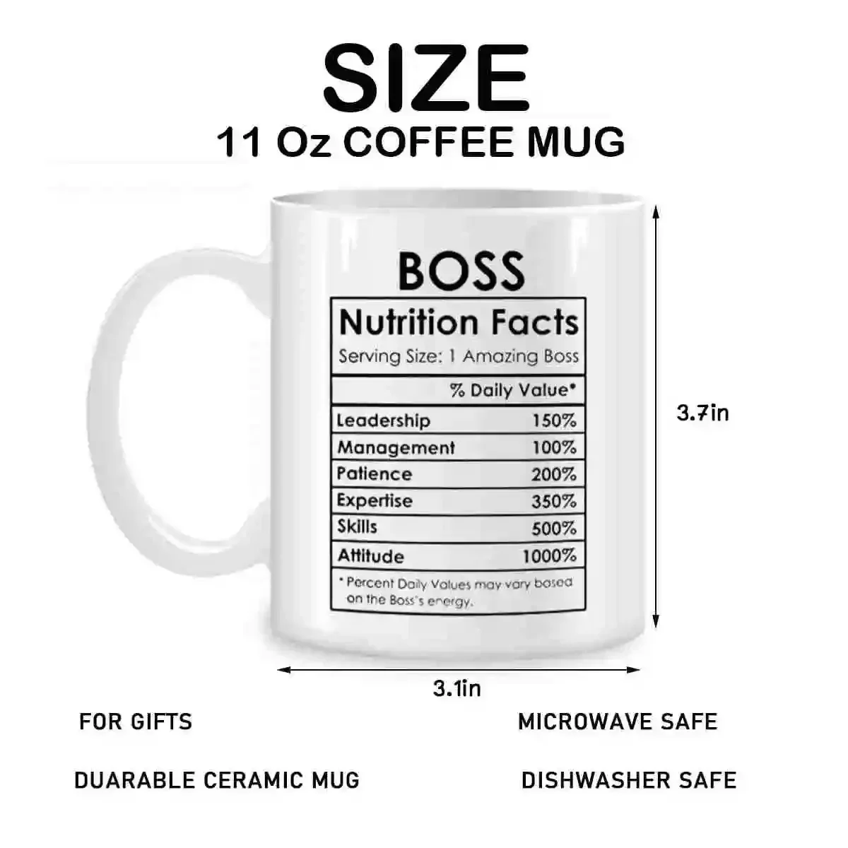 Boss Appreciation Gift Mugs For Best Boss Birthday Gifts for Women Birthday Gifts Novelty Coffee Ceramic Tea Cups White 11 oz