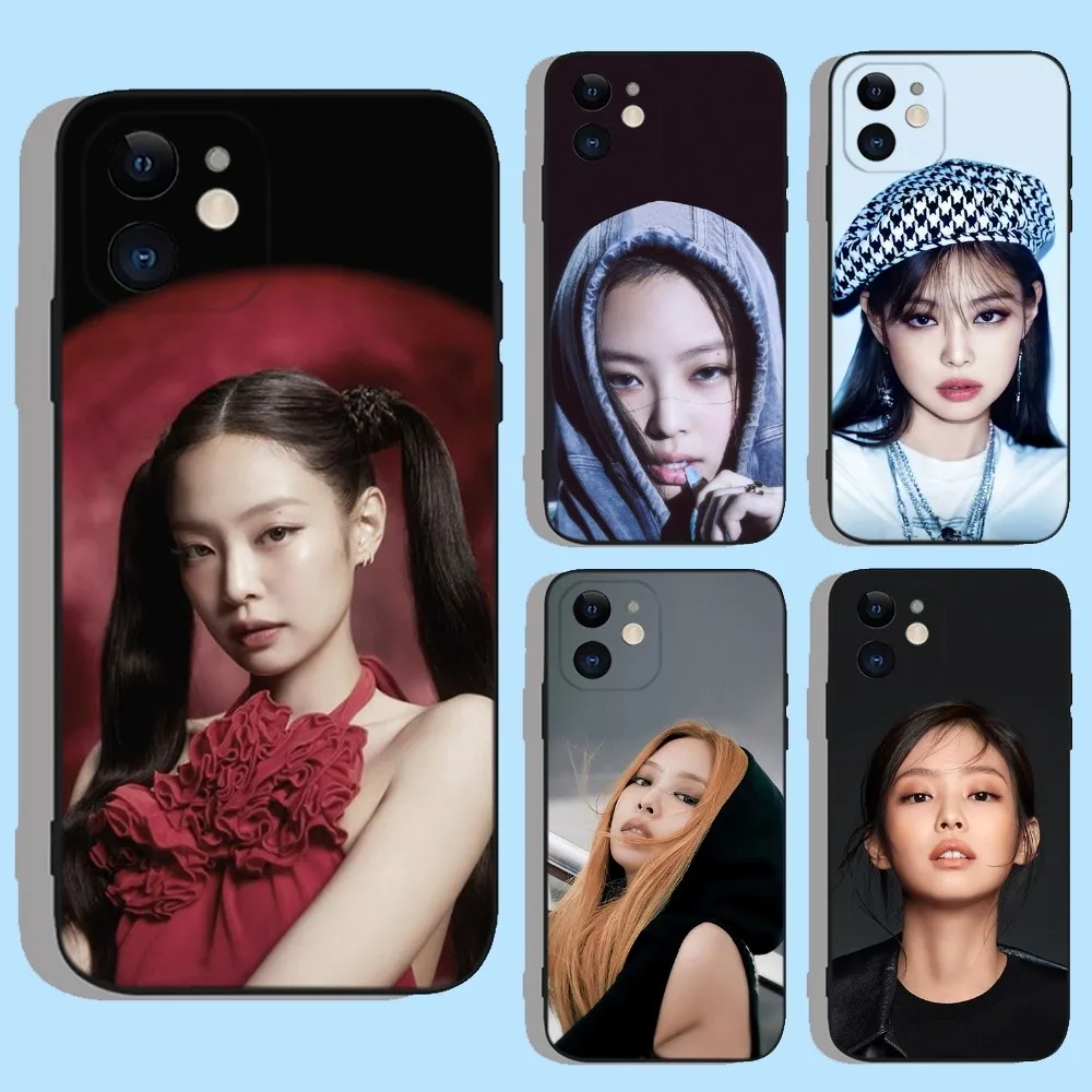 

J-Jennie Kim Kpop Phone Case For Apple iPhone 15,14,13,12,11,XS,XR,X,8,7,Pro,Max,Plus,mini Silicone Black Cover