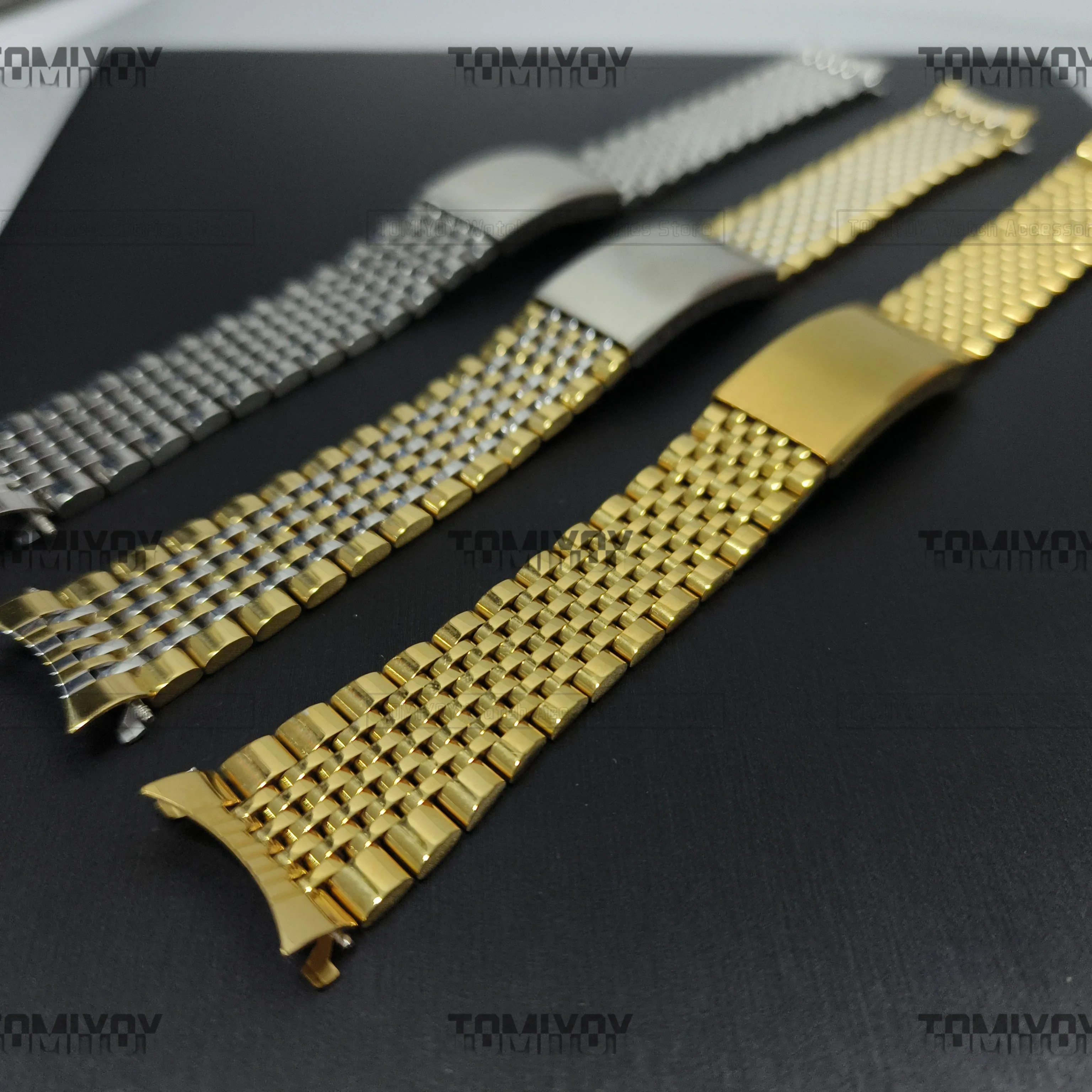 18mm 19mm 20mm Metal Watch Strap Nine Beads Watch Band Stainless Steel Bracelet Wrist Band Fit for Omega Seamaster