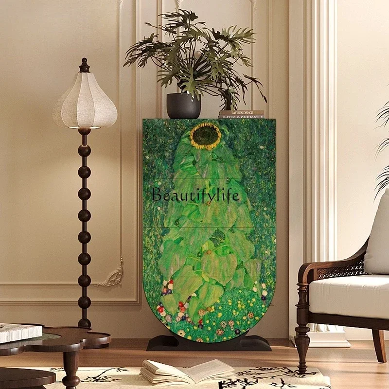 

ls 2755Vintage art sunflower solid wood chest bedroom storage bedside storage cabinet