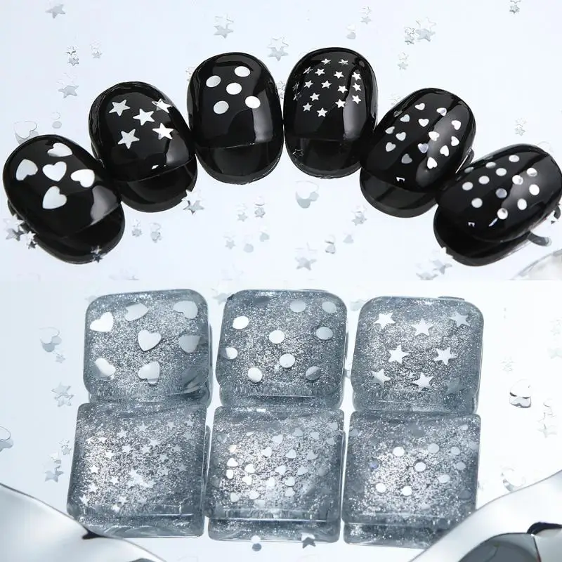 1 ボックスシルバー混合グリッターラブスタースパンコールネイルチャーム 3D ネイルデコレーションネイルジュエリーネイルサロンアートマニキュア用品