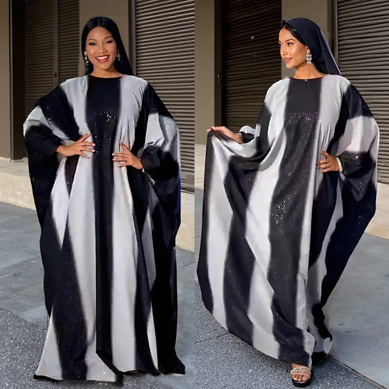 

Women Printed Satin Muslim Robe Boubou Party Evening Dress Dubai Hijab Abaya African Dresses Kaftan Ankara Dashiki Gowns Clothes