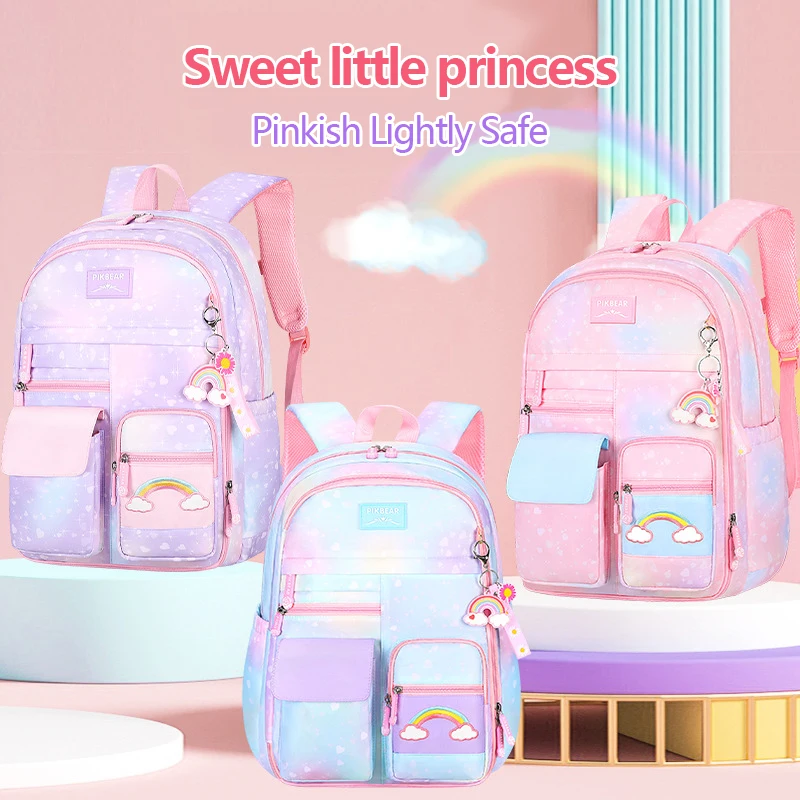 school bags for girls kid Side-opening Waterproof Gradient Color  Light-weight Children School Backpack キッズ　リュック рбкзак школьный