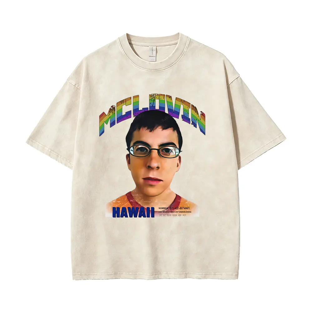 Washed Vintage Comedy Movie Superded Mclovin Funny T-shirt Men Women Casual Retro Humor T Shirt Men's Fashion Oversized T-shirts