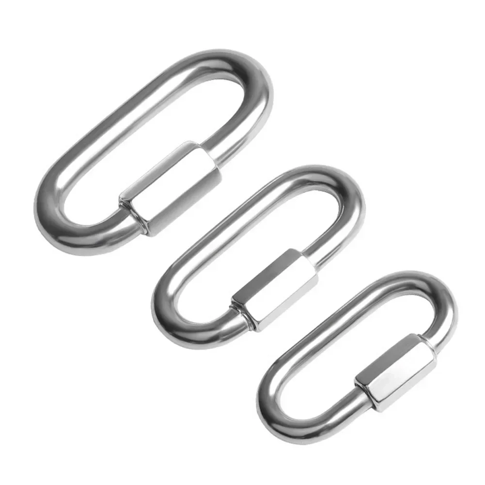Ovale Schnellverbindungen aus Edelstahl 304, Sicherheits-Karabinerhaken, Kletterkarabiner, Schnalle, M3,5, M4, M5, M6, M8, M10, M12, M14
