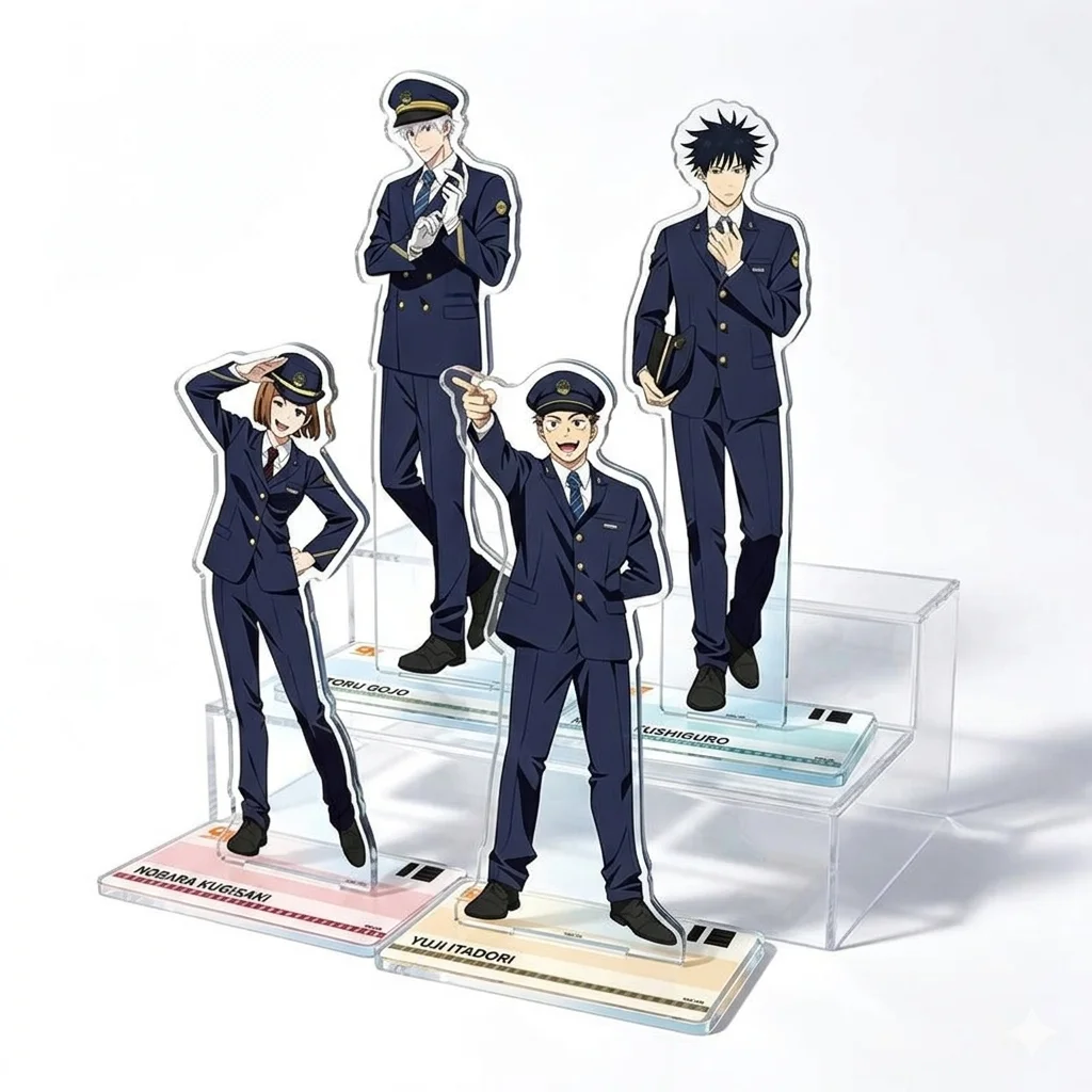 JJK Jujutsu Kaisen Megumi Gojo Nanami Nobara 15cm Pilot Uniform Haneda Airport Acrylic Stand Ornament Desk Decoration Keychain