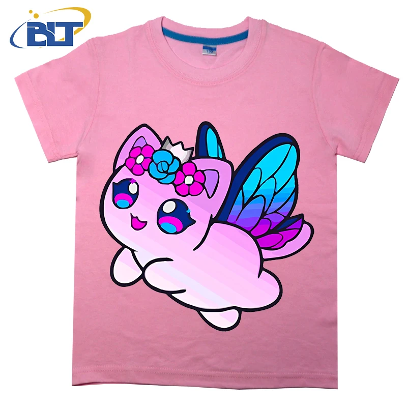 Schattige Aphmau Kat Bedrukt Kinder T-Shirt Zomer Puur Katoenen Casual Top Met Korte Mouwen Geschikt Voor Zowel Jongens Als Meisjes