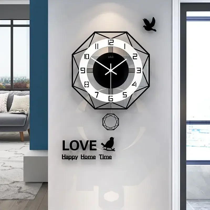 Interior Decorative Art Wall Clock Luxury Vintage Silent Digital Wallclock Large Living Room Bedroom Kitchen Battery Electronic