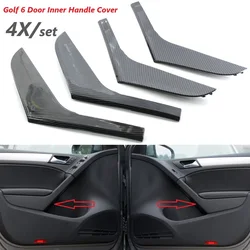 4Pcs/set Carbon Look Car Interior Door Armrest Handle Strips Cover For VW Volkswagen GOLF 6 2009-2013 5K4868039A 5K4868040A