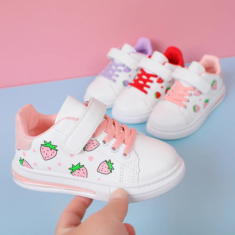 White Casual Shoes for Baby Boy Girl Brand Children Sneaker Strawberry White Kids Sports Shoes Toddler Walking Shoes 0-3 Year