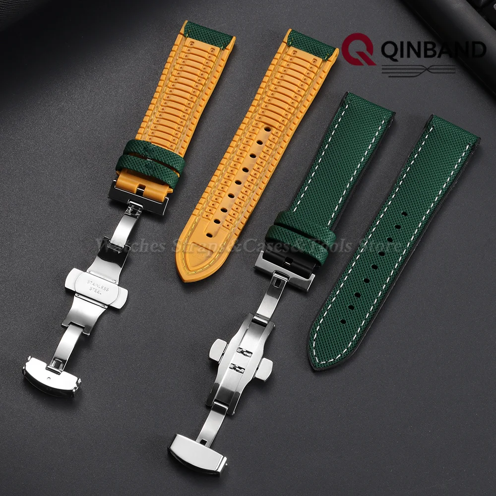 18/19/20/21/22/24mm Nylon-Segeltuch Silikonboden Uhrenarmband für IWC für Tudor für Seiko Uhrenband mit Schmetterlingsverschluss Armband – Detail 4