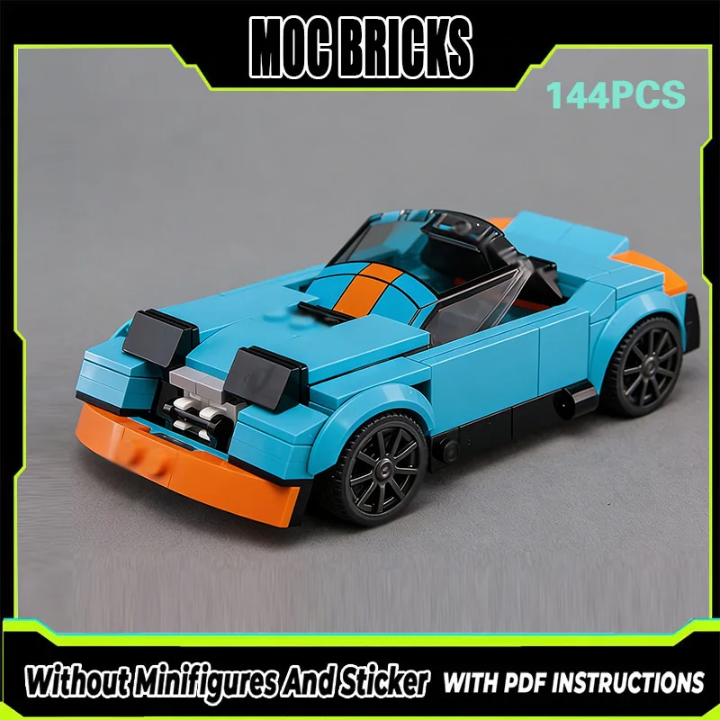 

Speed Racing Car Model MOC Building Bricks Blue Convertible Car Modular Technology Gifts Holiday Assemble Children Toys Suit