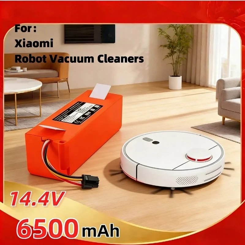 14.4V 6500mAh High Capacity Li-ion Replacement Battery for Xiaomi Roborock S55 S60 S65 S50 S51 S5 MAX S6 Robot Vacuum Cleaner