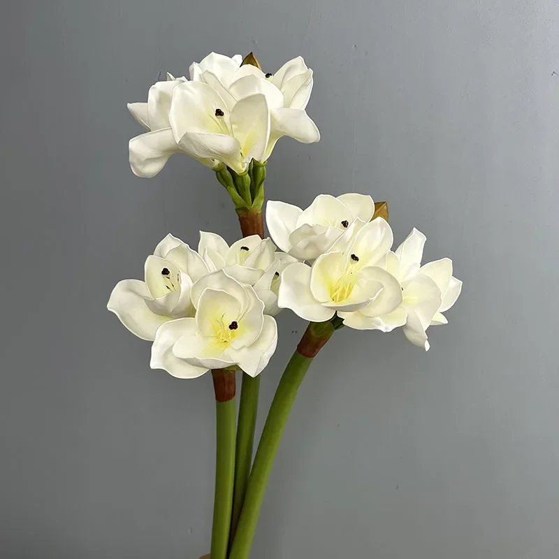 Dining Table Decorative Artificial Flowers Orange Clivias Fake Flower Hotel Decoration Real Touch Simulation Clivia Branch