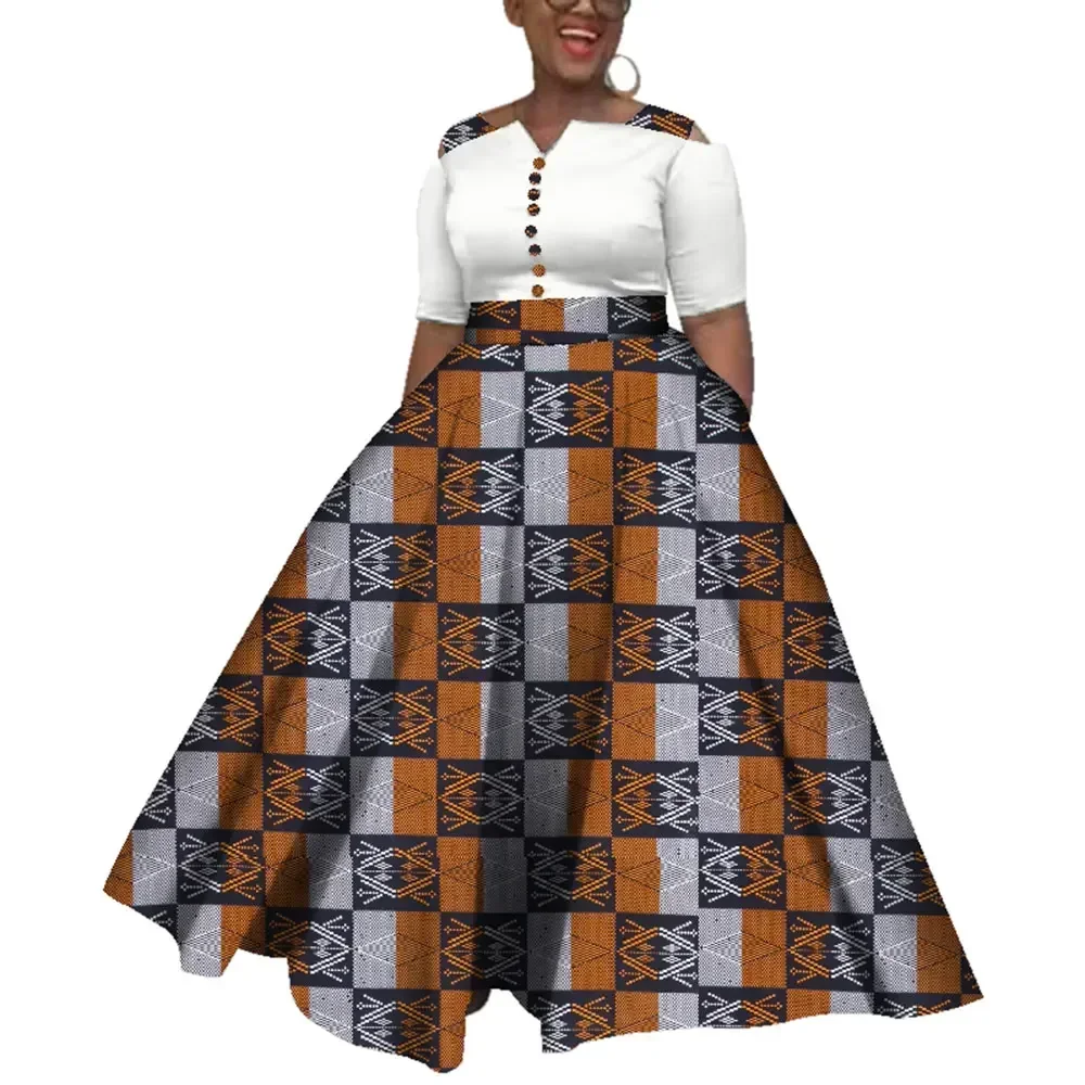 Dashiki Afrikanische Kleider Für Frauen Bunte Tägliche Hochzeit Größe S-6XL Afrikanische Kleider Für Frauen Knöchellangen Kleid WY3853