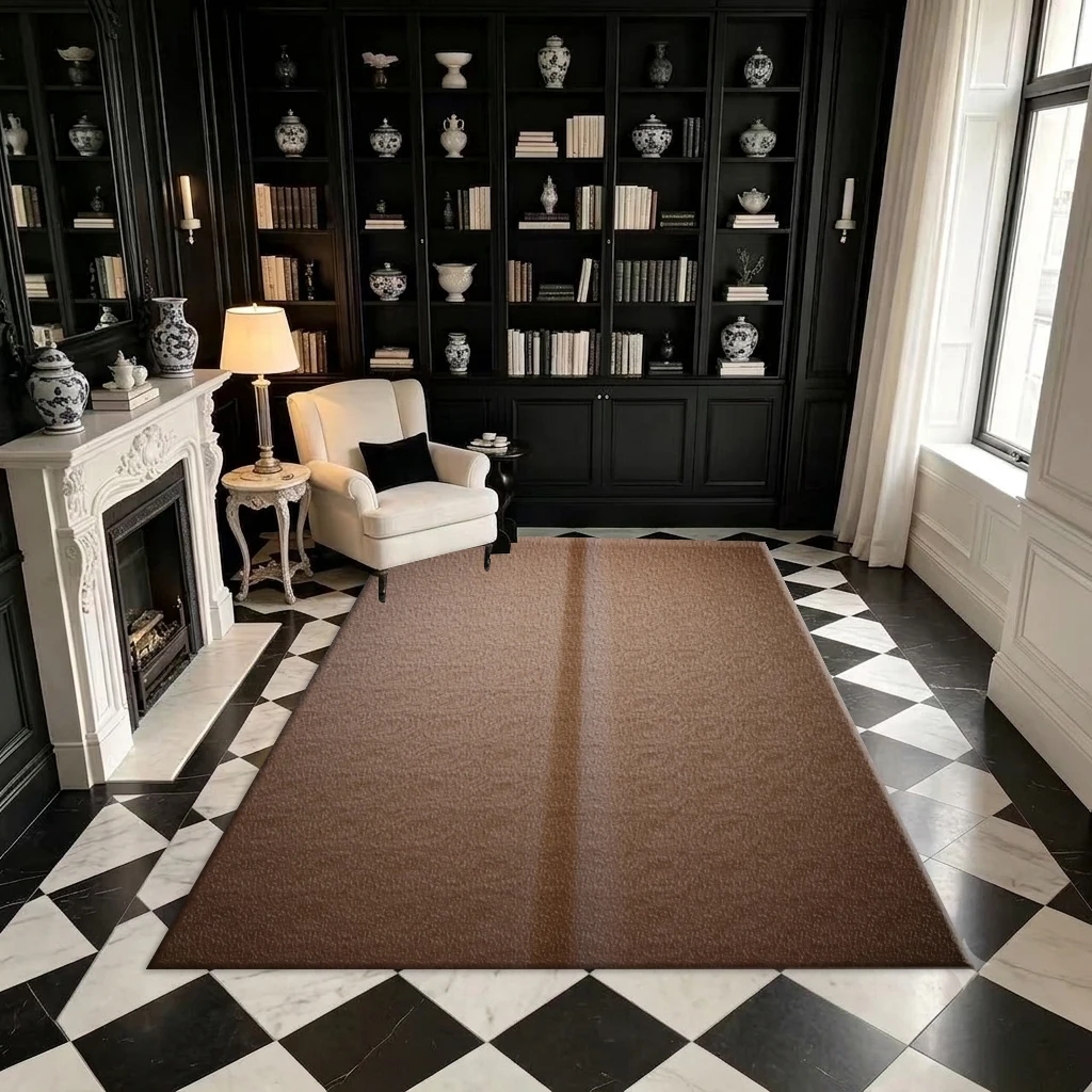 Neutral Beige Textured Embossed Carpet Floor Covering. Simple Solid Color Textured Printed Square Carpet, Suitable for Modern Home Interior Decoration