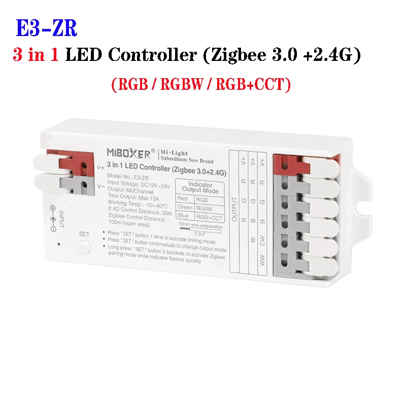 Miboxer 3 in 1 LED Controller Zigbee+2.4GHz E3-ZR and Wifi+2.4GHz E3-WR and 2.4GHz E3-RF LED Controller