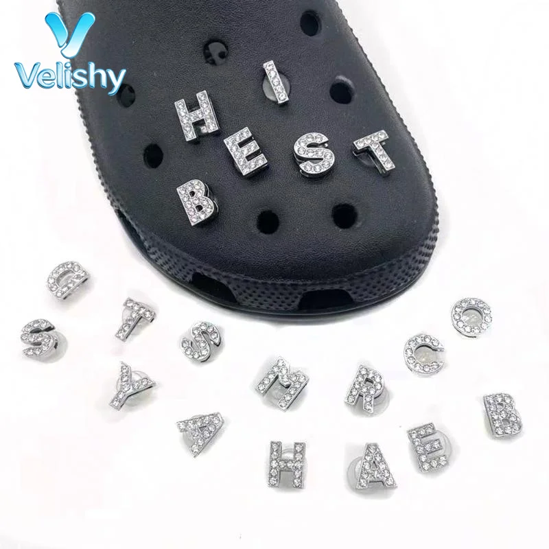 Rhinestone Clear Crystal A-Z Alphabet Letter Charms Shiny DIY Ornaments for Clogs Sandals Keychain Gifts for Friends