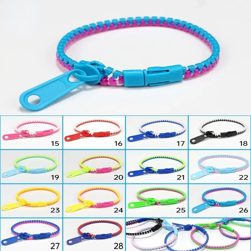 5Pcs/Set Creative Double Color Zipper Bracelet Toy Kids Focus Training Fidget Toy Children Adhd Autism Hand Sensory Toys