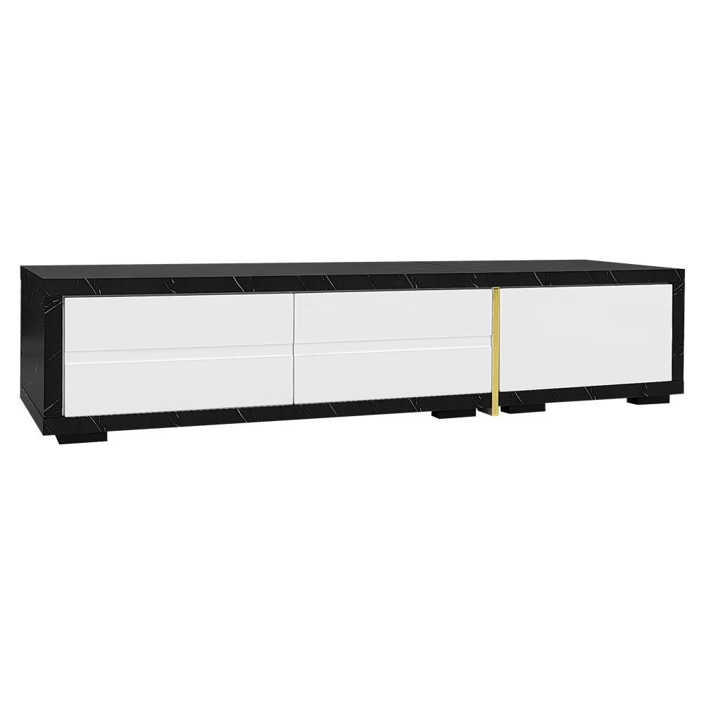 Moderner TV-Schrank mit variabler Länge (140–260 cm), drehbarer Funktion, weißes Hochglanz-Matt-Finish und goldenen Dekorationen – Detail 19
