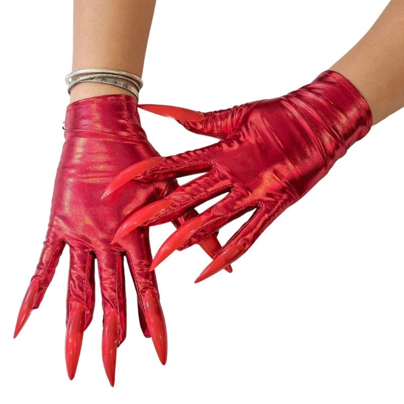 Halloween Long Fingernails Glove Props Fingernails Party Costume Paws Witch Devil Paws for Cosplay Halloween Party Cosplay Y166