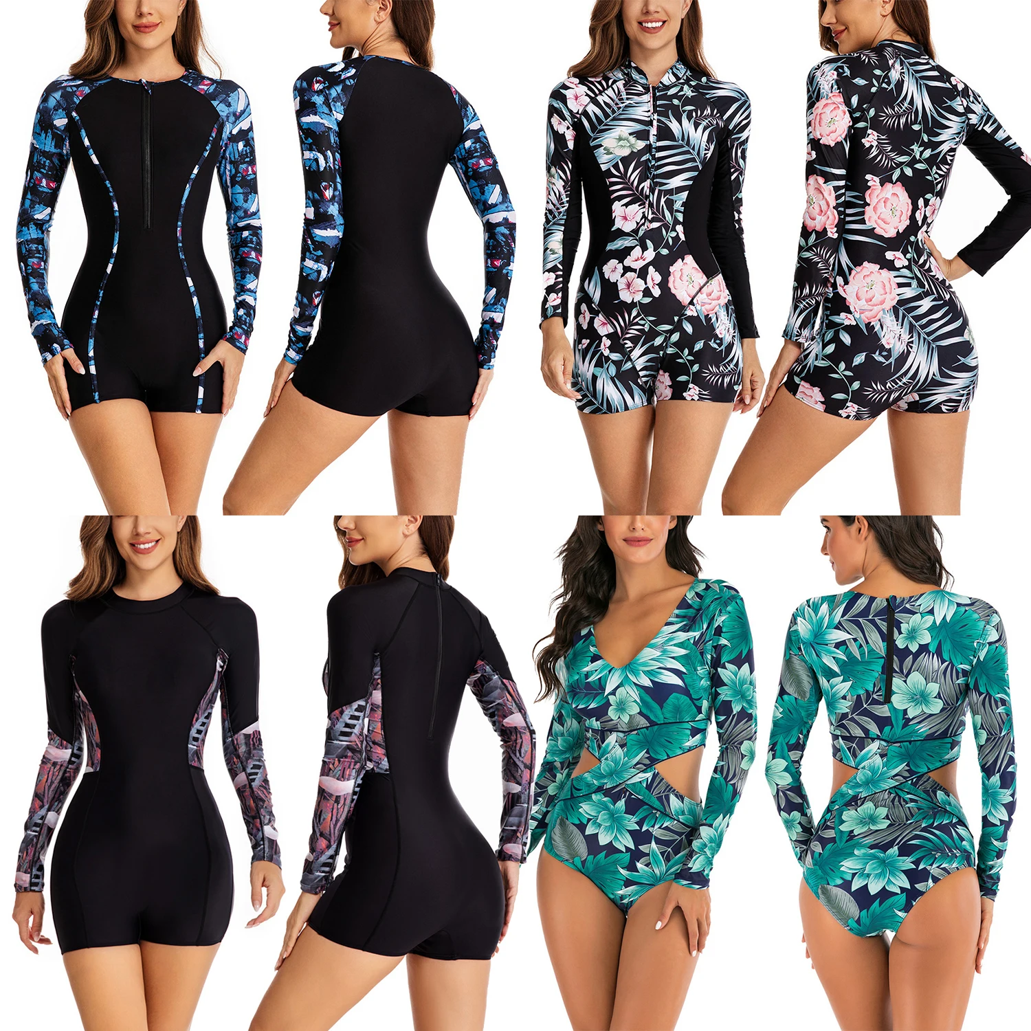 Rashguard Swimwear Women 2025 One Piece Swimsuits with long sleeve Beachwear Sport Surfing Swimming Suits for female