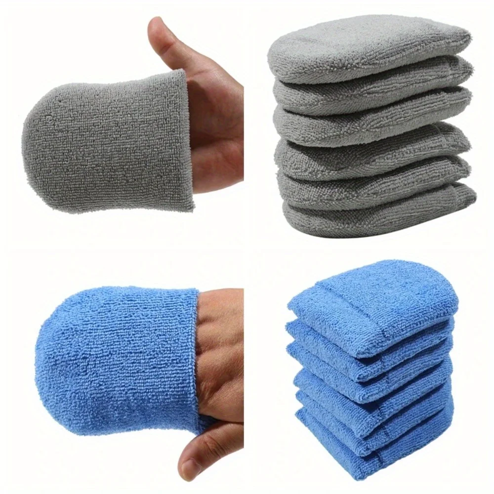 

6-Pack of Ultra-Fine Microfiber Car Waxing Gloves - Polishing Sponge Wax Foam Applicator Pads for Car Cleaning