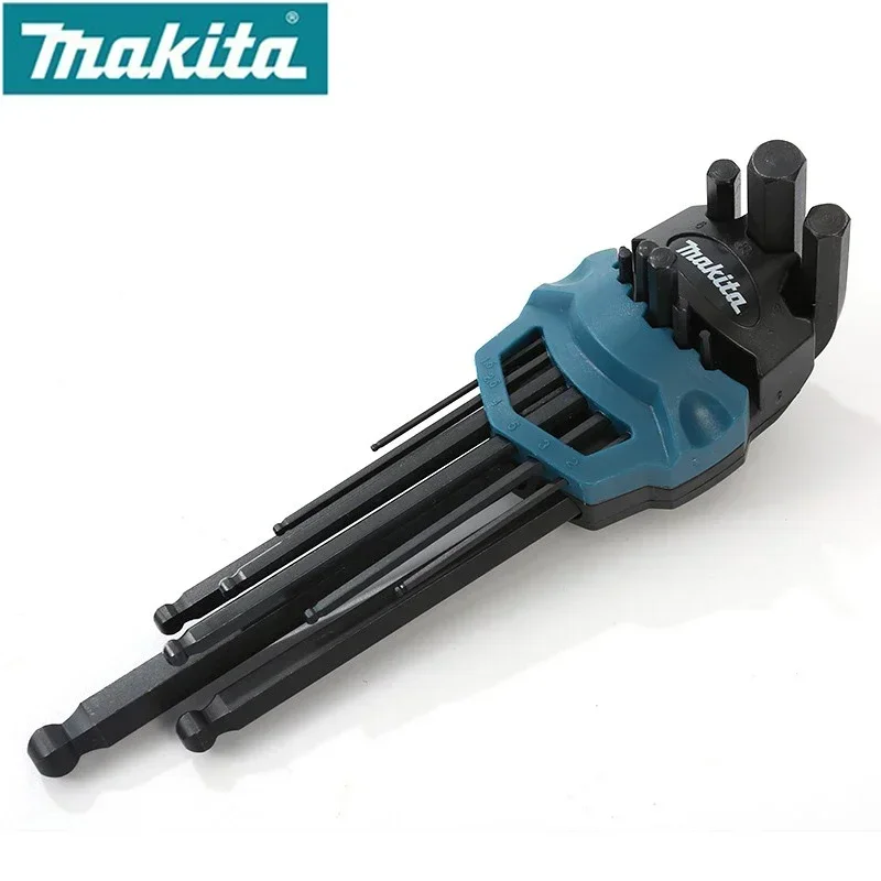 Makita B-65894 Allen Key 9Pcs Set Adjustable Spanner Hex Wrench Portable L-Shape Nuts Wrenches Six-Lens Ball Head Repair Tools