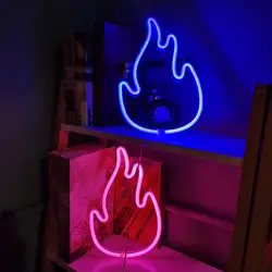 Led Neon Lamp Neon Night Light Realistic Flame Led Neon Light Shape Usb/battery Operated Lamp for Desktop Decoration Flicker