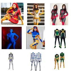 할로윈 X-men 코스프레 의상 X men 다크 피닉스 진 그레이 정장 Rogue Zentai Kitty Pryde Shadowcat Storm Mystique Bodysuit