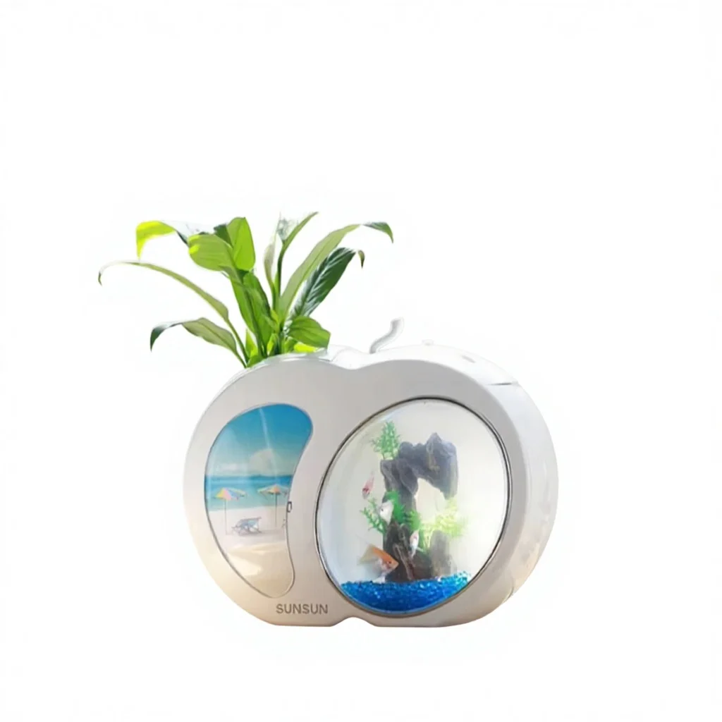 Rectangle Desktop Fish Tank Acrylic Material Eco-Friendly Energy Saving Hydroponic Plants DIY Resin Landscaping Gradient Lights