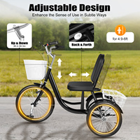 Adult Tricycle Cruise Trike Anti-Rollover Cargo Trike Bike with 2 Baskets Height Adjustable for Outdoor Sports Shopping