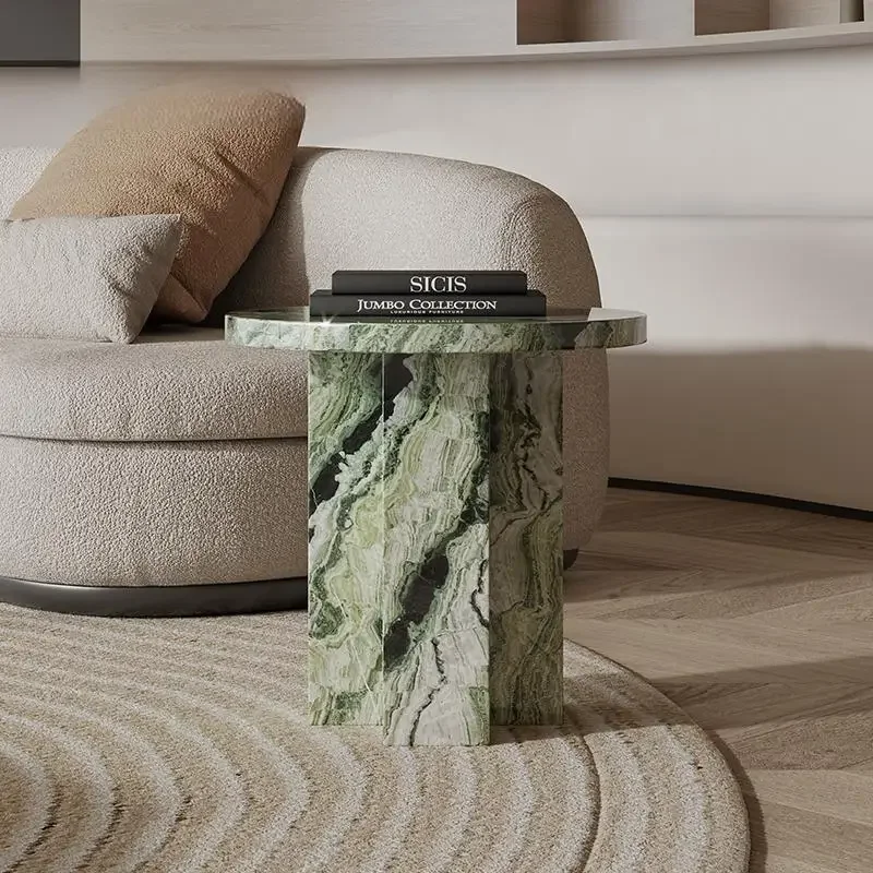 

aQ X Luxury Natural Marble Side Table, Minimalist Sofa End Table With Premium Feel, Creative Living Room Accent Table, Customiza