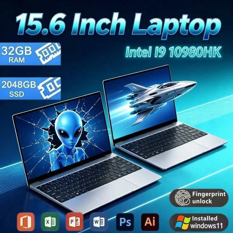 15.6 Inch Entry Gaming Laptop Intel Core I9-10980HK 32GB RAM 2TB SSD Windows 11 Notebook For Daily Light Gaming & Work