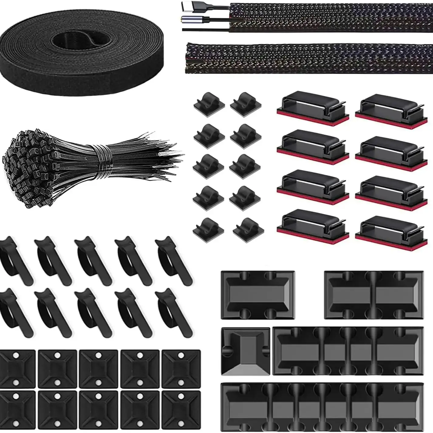 146-teiliges Kabel-Organizer-Set, Kabelmanagement, Silikon-Kabelhalter, selbstklebende Kabelklemmen für Auto, Zuhause, Büro, USB-Kabel-Organizer