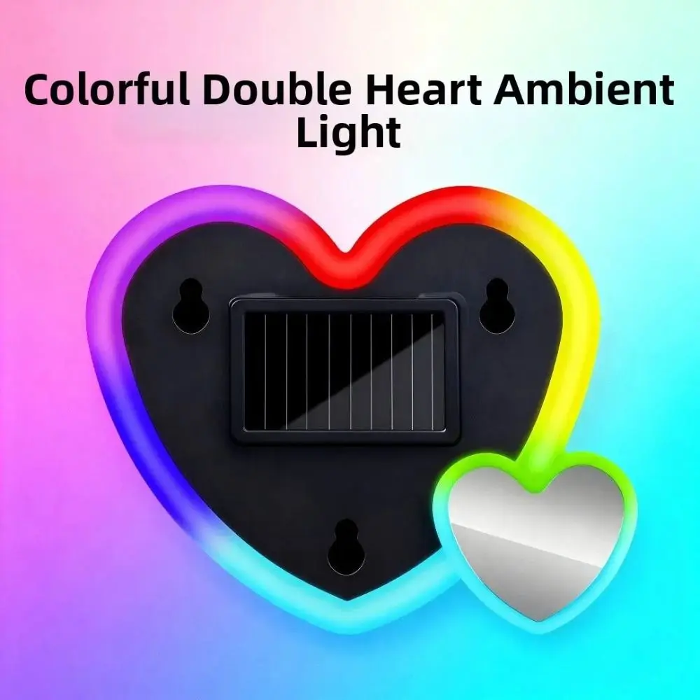 

Беспроводной автомобильный светодиодный светильник в форме сердца, мягкая подсветка, простая установка, автомобильный неоновый светильник на солнечной энергии, двойная форма сердца