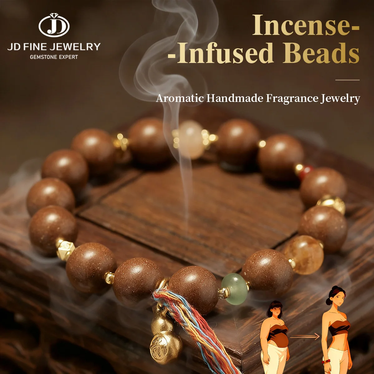 

JD Qingyuan Orange Incense Bead Bracelet Agate Tassel Refresh Mind & Boost Creativity Inspirational Aromatherapy Handmade Gifts