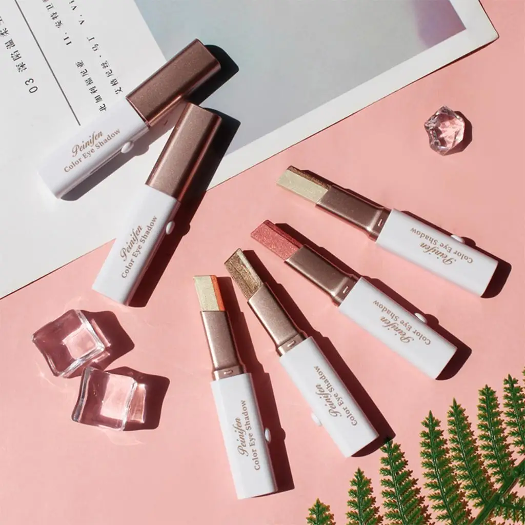 Pluma de sombra de ojos con gradiente resistente al agua, minipaleta de sombras en barra brillante de larga duración para un maquillaje rápido de ojos