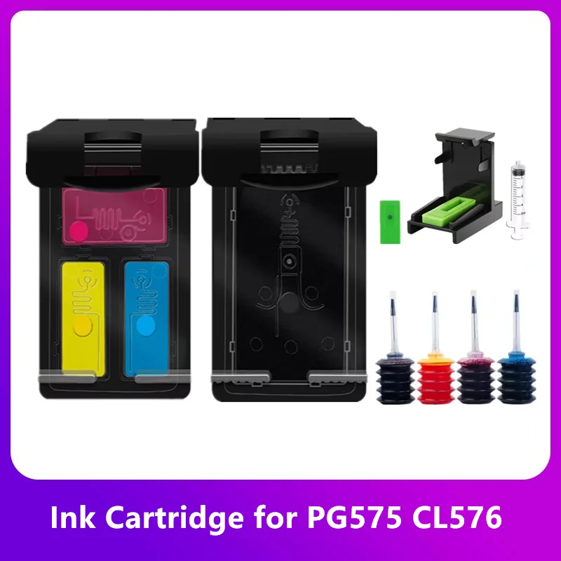 Refillable Ink Cartridge for Canon PG575 CL576 575 576 XL PG-575XL CL-576XL PIXMA TS3550i TS3551i TR4750i TR4751i InkJet Printer