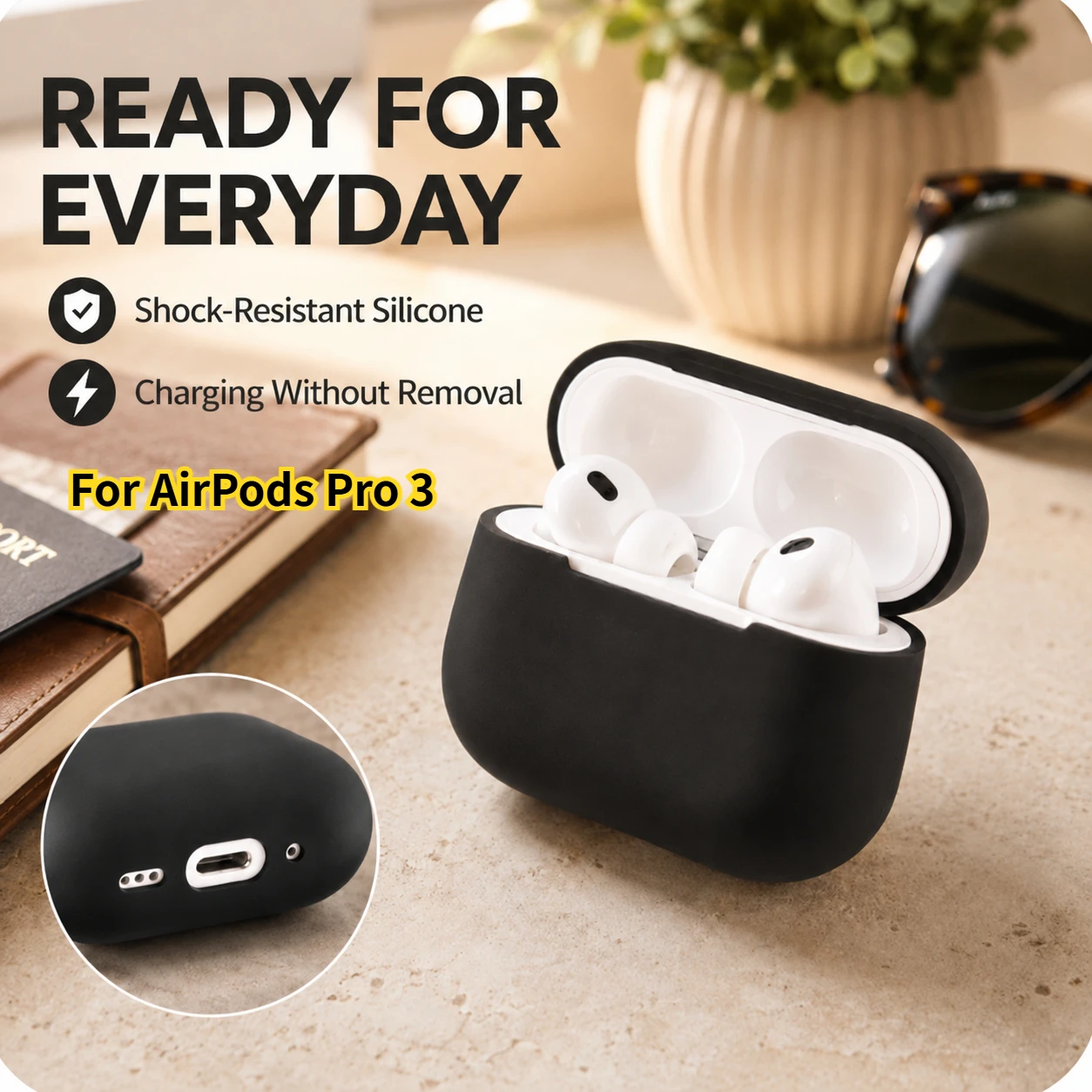 Weiche Silikon-Schutzhülle für AirPods Pro 3 Pro3, Matte Stoßfeste Ohrhörer-Abdeckung, Drahtlose Kopfhörer-Hülle Zubehör