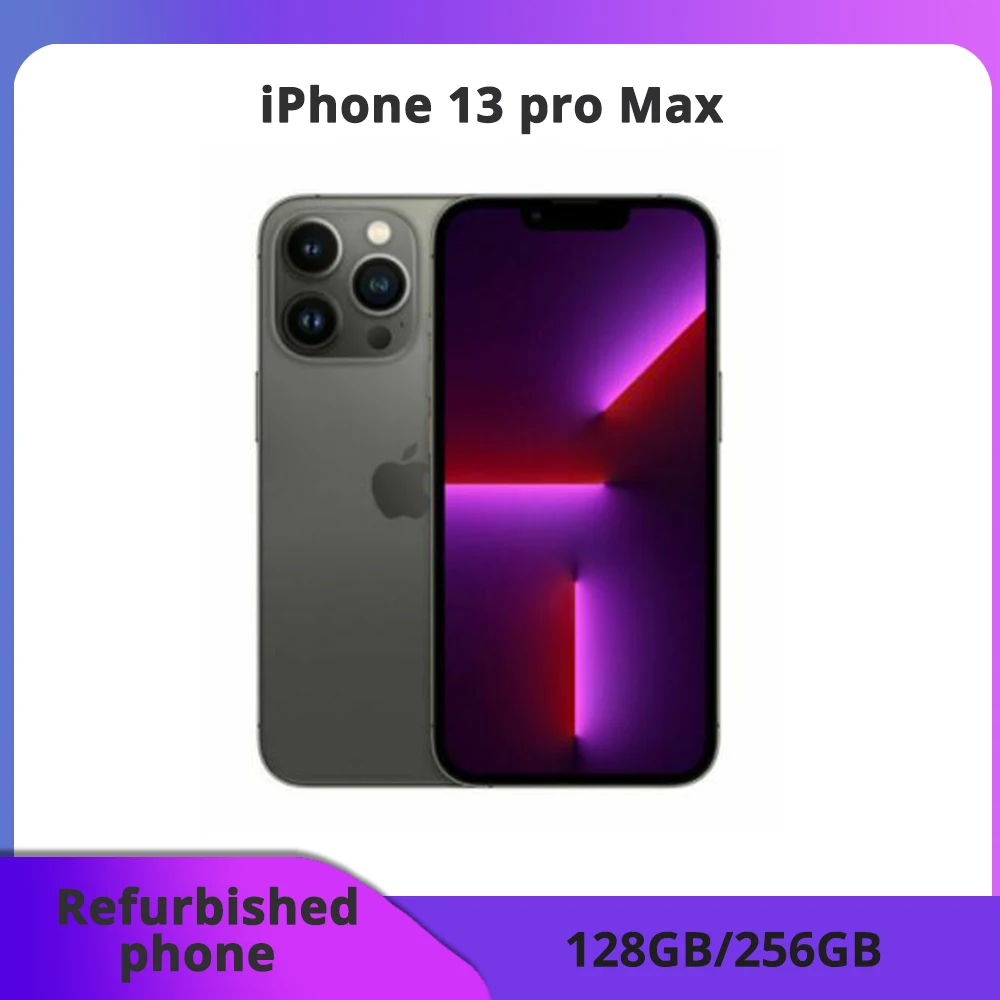 Apple iPhone 13 Pro Max 128 Go / 256 Go ROM – Écran OLED authentique, puce A15, iOS, Face ID, NFC – Téléphone mobile 5G original et débloqué