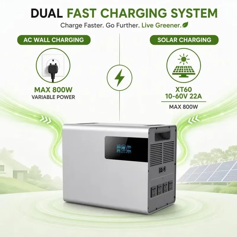 LiFePO4 UPS Backup Battery 1209Wh Pure Sine Wave Solar Generator 1200W Emergency Power Supply Off Grid Energy