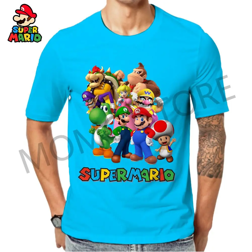 

Kid's T-shirt Men's Mario 2024 Summer 110-6XL Parent-child Wear Quick Dry Adventure Classic Louis Anime Children's Y2k Clothes