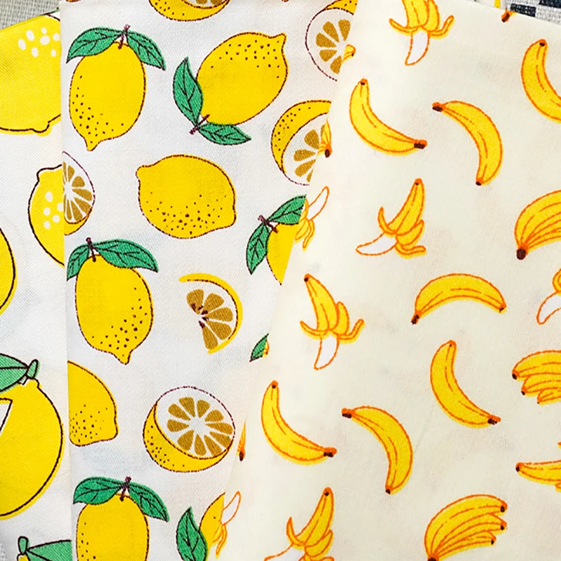 Pure Cotton Twill Fruit Fabric Pineapple Strawberry Peach for Sewing Dress Sheet Tablecloth by Half Meter