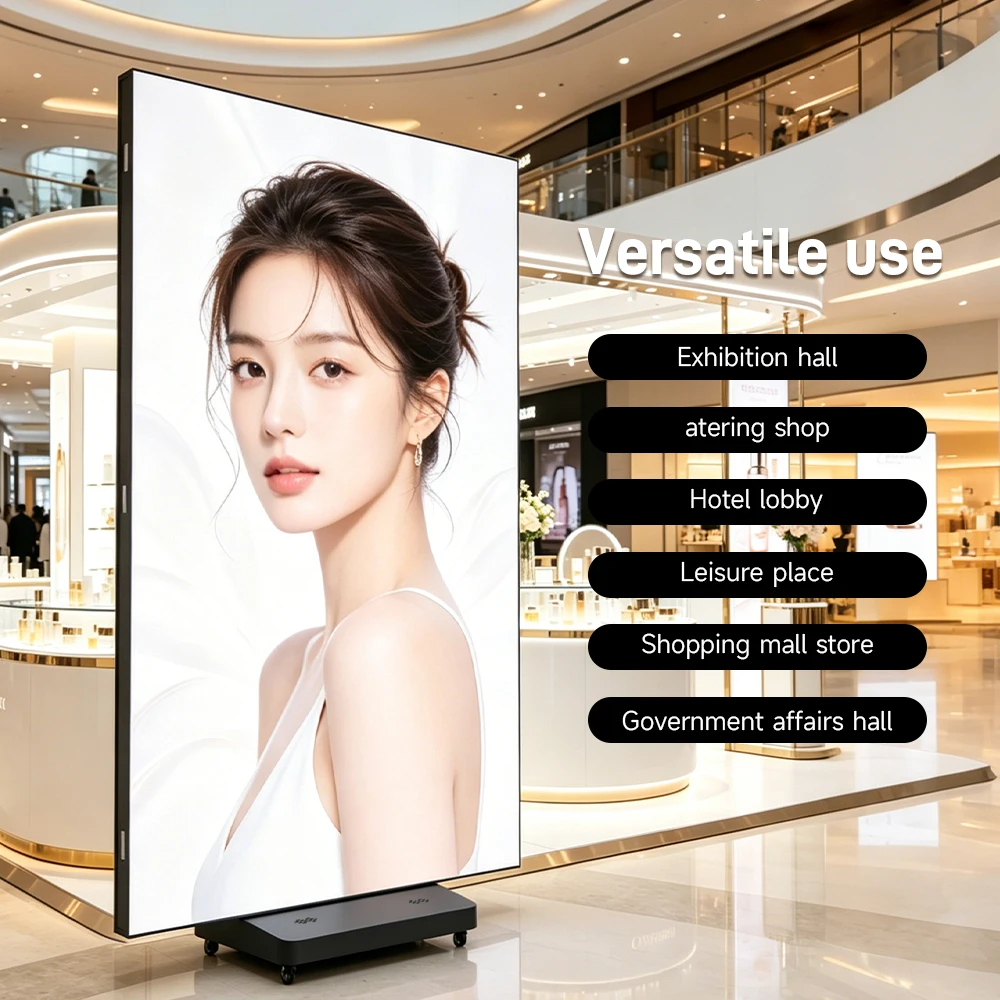 P2.0 Three-fold LED Poster Screen Indoor Ultra Slim Advertising Player With High-Definition 800cd Brightness for Supermarket