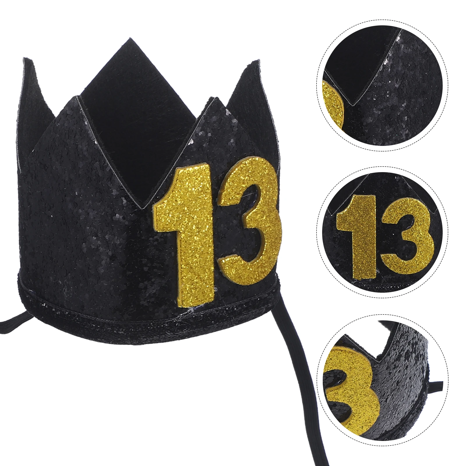 

Black Gold Birthday Crown Hat Decor Accessories Lightweight Handmade Portable Party Supplies Birthday Party Hat Cosplay