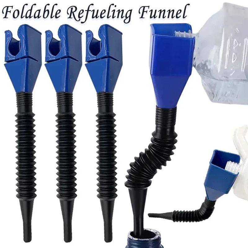 Foldable Car Motorcycle Refueling Gasoline Engine Oil Funnel Filter Transfer Tool Plastic Snap Spill-Free Funnels Para Automóvil