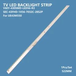 LED Backlight Bar Strip para Samsung, Acessórios de TV Reparação, LM41-00299A, BN96-39506A, V6EY-430SMD-LED56-R3, 43 