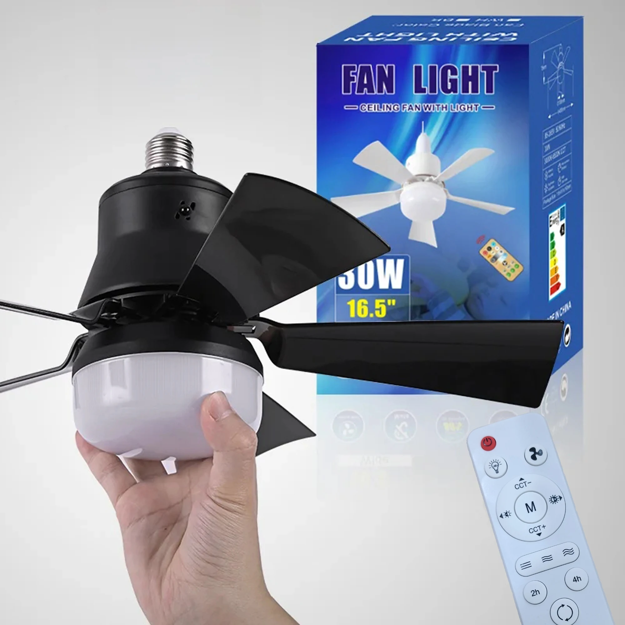 

Smart 3-in-1 Ceiling Fan with Remote Control and 3-Speed E27 AC85-265V Lighting Base for Bedroom and Living Room Lighting