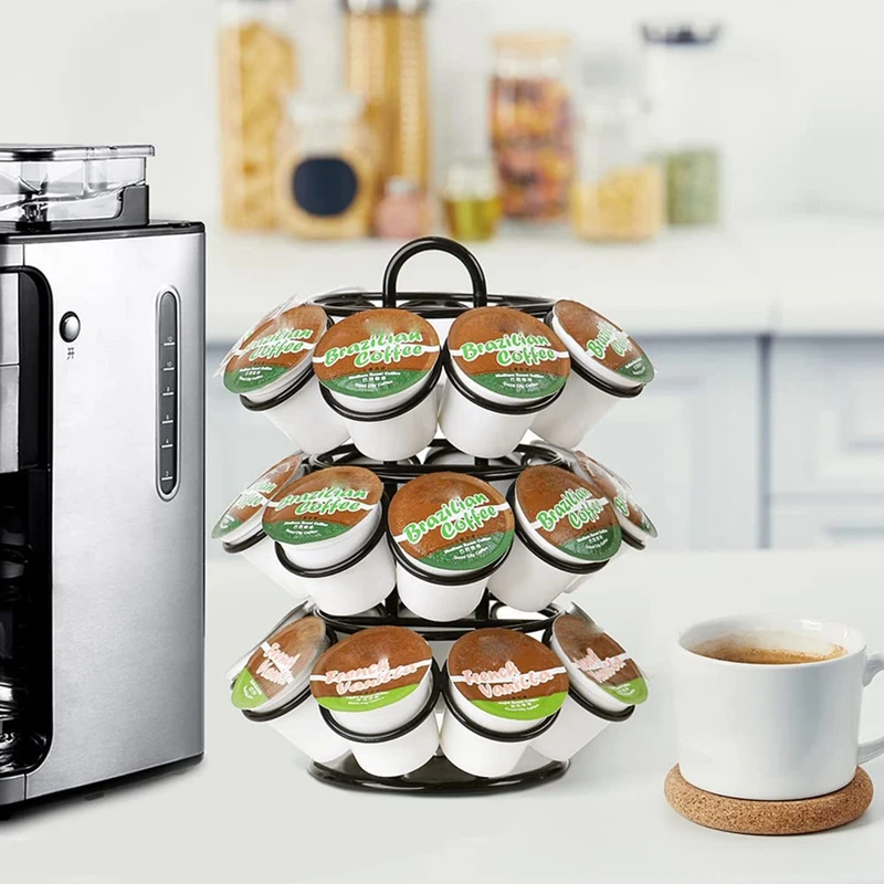 Coffee Pod Storage Spins 360-Degrees Coffee Pod Holder Compatible For K Cups (27 Pods), Black